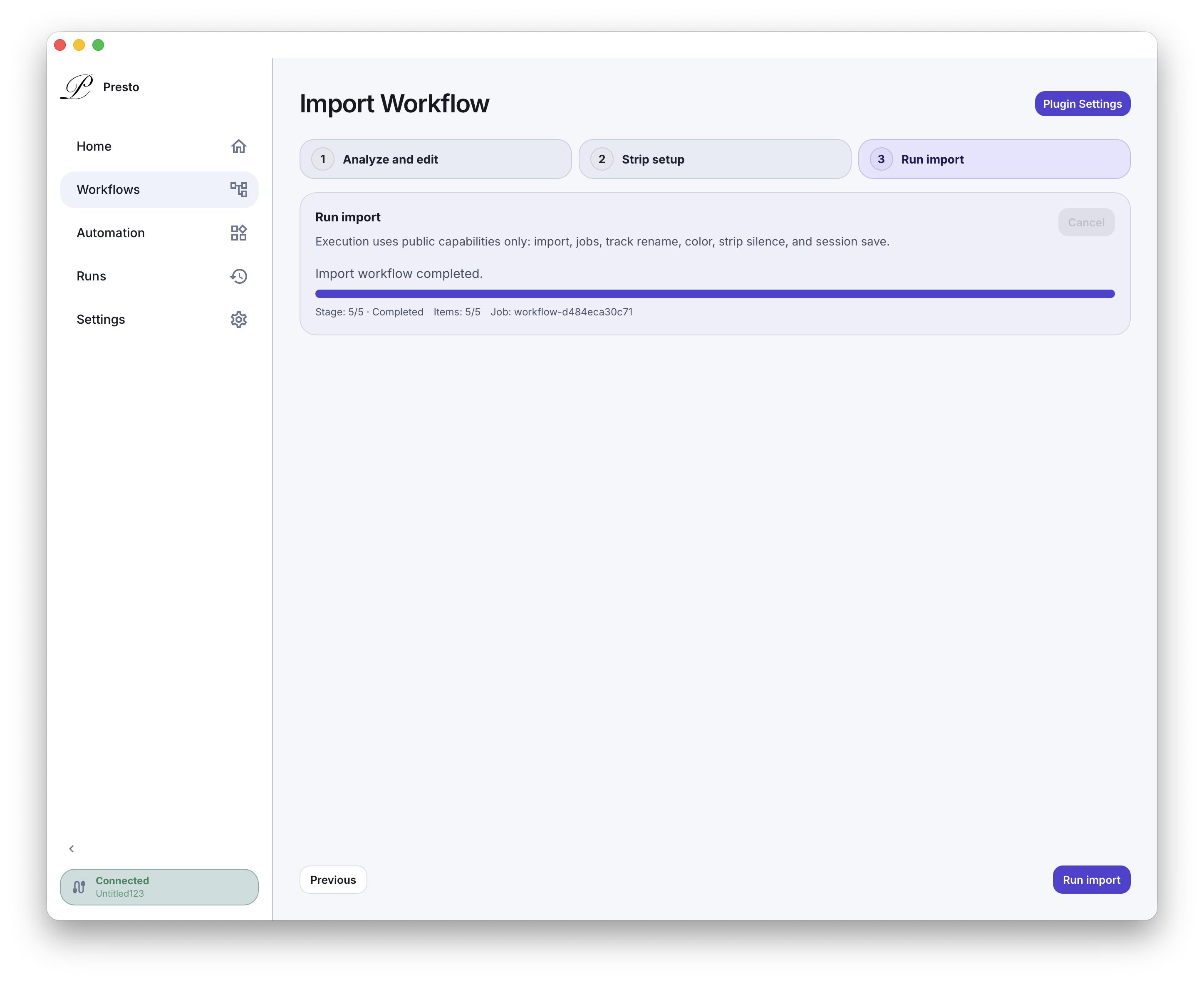Presto import completion