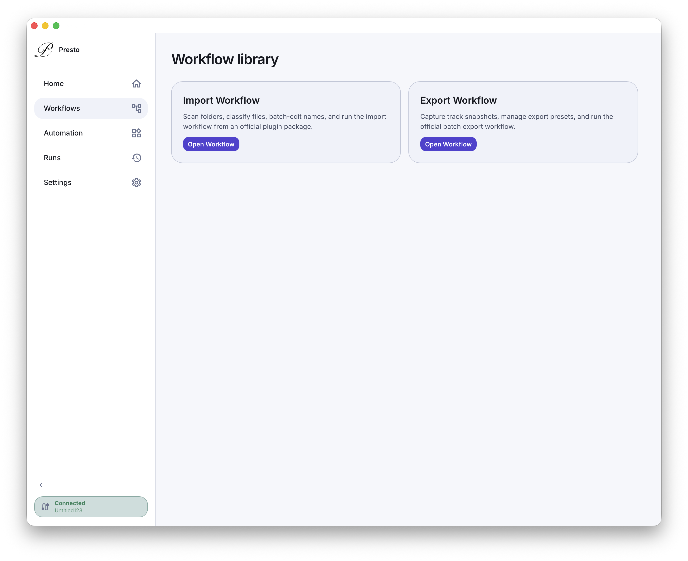 Presto workflow library